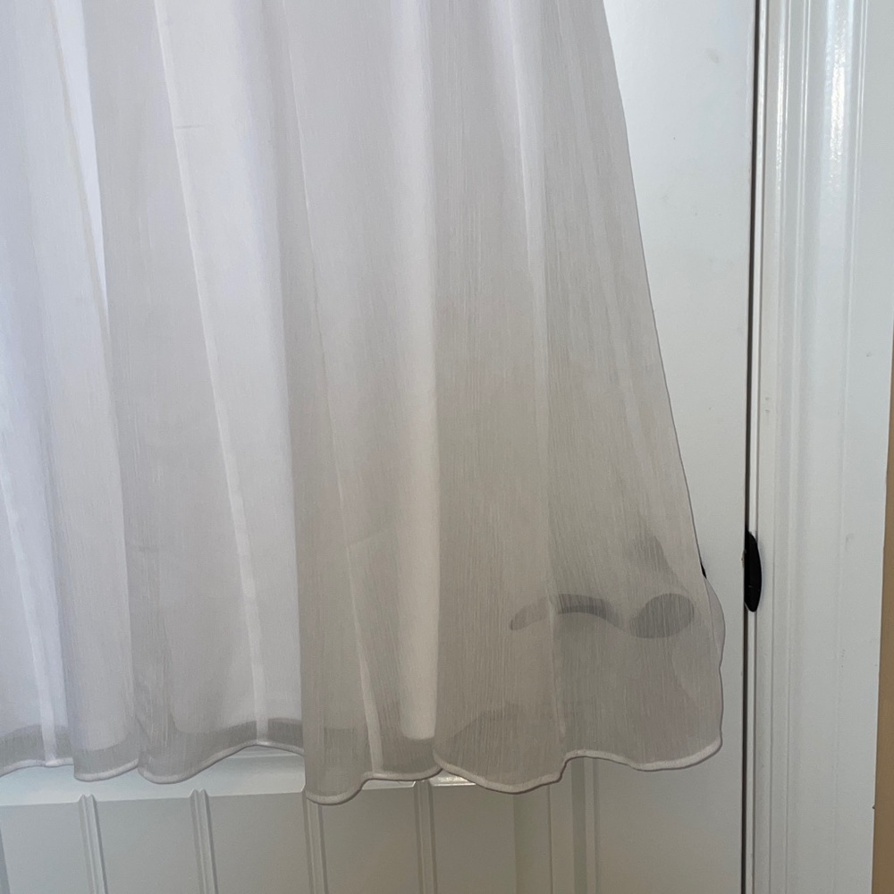 Ruby Rd. Petite (Small)White A-Line Semi-Sheer Midi Skirt lined w attached skirt - Picture 14 of 17